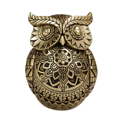 Uil van wijsheid met mogelijkheid tot personalisatie met gravure, decoratie in goud en zwart, hoogte 13,6 cm, ideaal cadeau voor elke gelegenheid