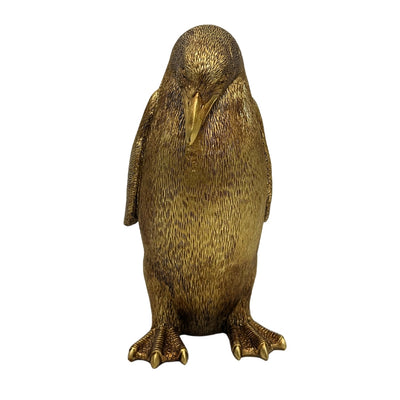 Gouden pinguïn 20,5 cm met mogelijkheid tot personalisatie met gravure – elegant decoratief beeldje als cadeau, glamourstijl, art deco, gemaakt van hoogwaardig polyresin
