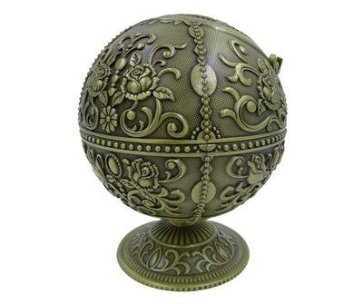 Elegante metalen asbak in bolvorm met gravure