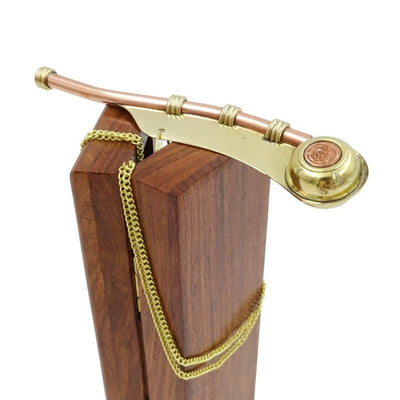 Bootsmansfluit met gravure in elegante houten doos – messing, 12,5 cm