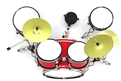 Rode mini-drumstel MDR-0121 met mogelijkheid tot personalisatie met gravure, ideaal als cadeau, hoogte 15 cm, gemaakt van metaal en kunststof, schaal 1:5