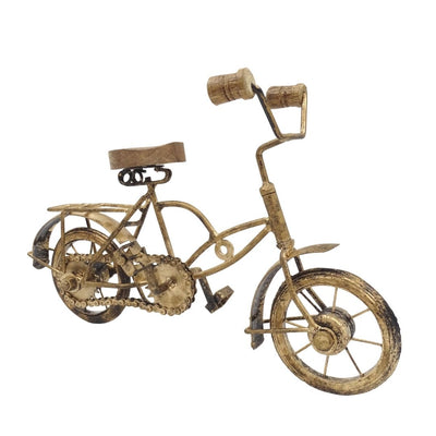 Beeldje van een oude fiets met gravure - metalen en houten decoratie met afmetingen 30 x 20 x 10 cm