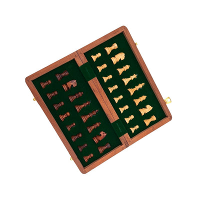 Magnetisch houten schaakspel 30x30cm opvouwbaar G614 met gravure
