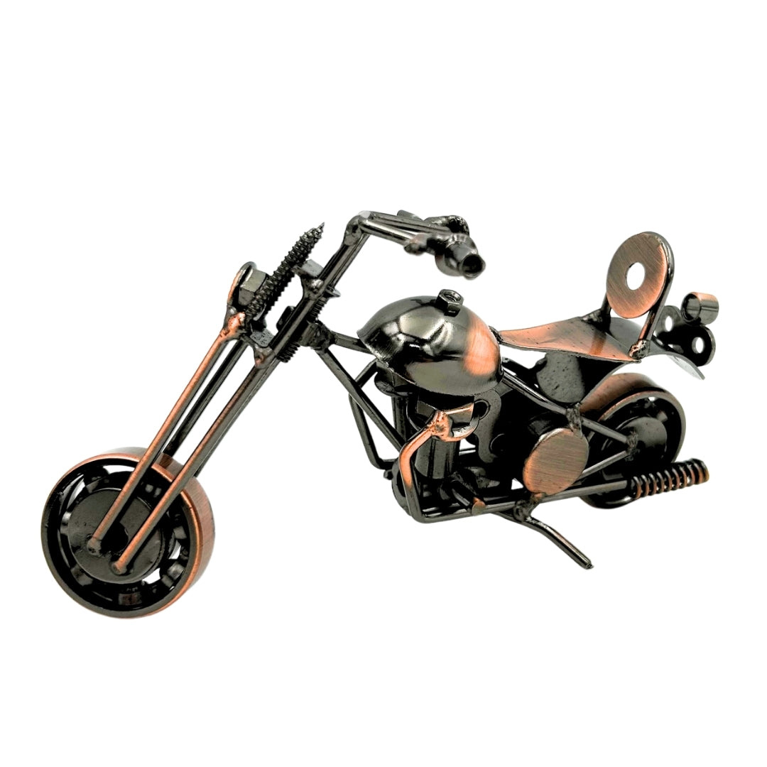 Modelmotor Chopper M33 met gravure - metaal, koper-antraciet, 15x6x9,5 cm