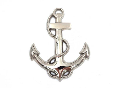 Wandanker 34 cm met mogelijkheid tot personalisatie door gravure, zilveren metalen decoratie in maritieme stijl