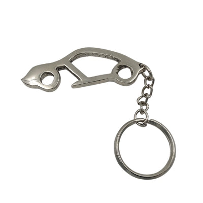 Metalen sleutelhanger auto met flesopener en gravure in een elegant doosje