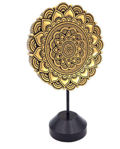 Ovaal Mandala-beeldje 35cm - gouden boeddhistische decoratie met mogelijkheid tot personalisatie van gravure
