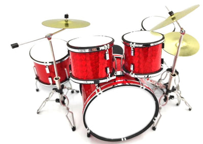 Rode mini-drumstel MDR-0121 met mogelijkheid tot personalisatie met gravure, ideaal als cadeau, hoogte 15 cm, gemaakt van metaal en kunststof, schaal 1:5