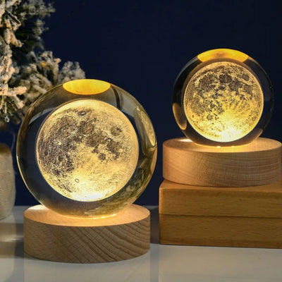 Glazen 3D-bol Maan met gravure