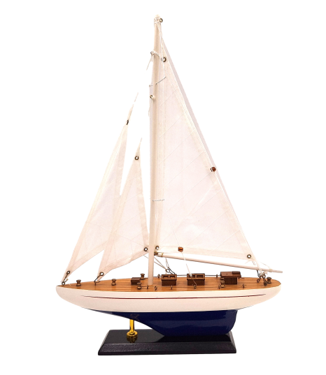 Houten jachtmodel hoogte 42 cm met mogelijkheid tot personalisatie door gravure