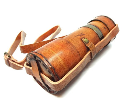 Retro messing verrekijker met leren riem NC1596 met mogelijkheid tot personalisatie met gravure