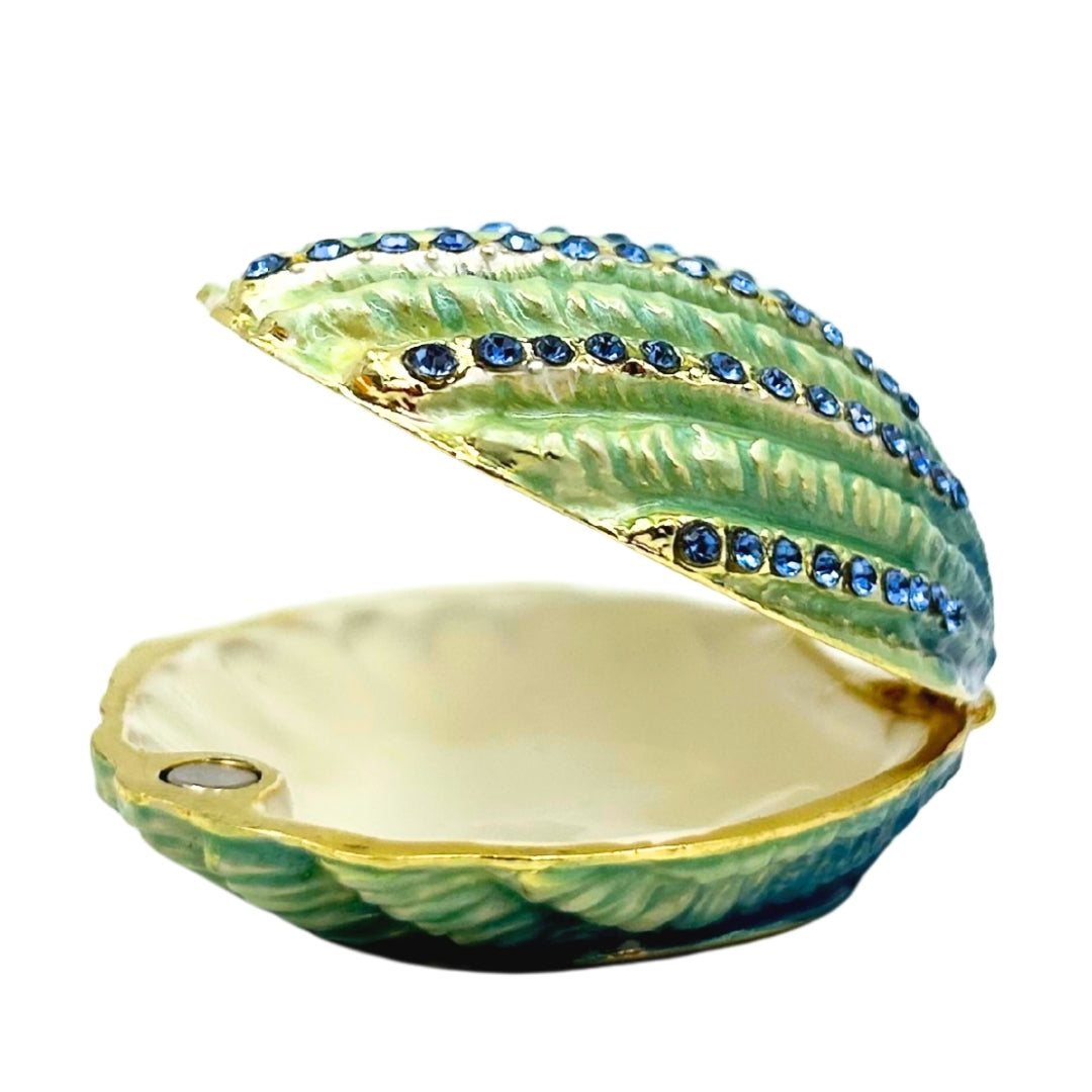 Sieradendoos schelp met kristalletjes