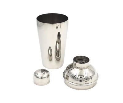 Barmanset Steel 3-delig met mogelijkheid tot personalisatie met gravure - shaker 750 ml, jigger 15/30 ml, strainer - elegant cadeau voor cocktailliefhebbers, roestvrij staal, zilverkleurig