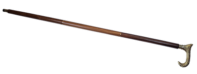 Houten wandelstok met gouden handvat - opvouwbaar - elegant cadeau met mogelijkheid tot personalisatie met gravure - 91,5 cm, bruin met messing handgreep