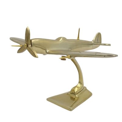 Model van Spitfire-jachtvliegtuig van aluminium in goudkleur, personaliseerbaar met gravure