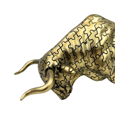 Decoratief beeldje gouden stier met mogelijkheid tot graveren - Elegant symbool van kracht en rijkdom, 33,3 cm, polyresin