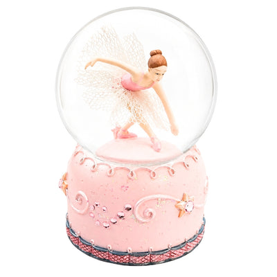 Dansende ballerina in glazen bol 12cm met mogelijkheid tot personalisatie van de gravure - elegante pastelkleurige decoratie als cadeau voor balletliefhebbers, gemaakt van polyresin en glas