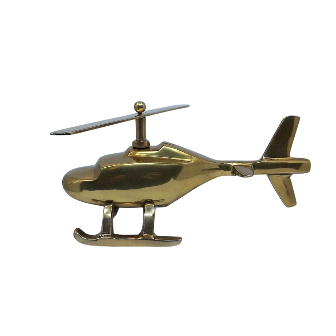 Metalen helikoptermodel met mogelijkheid tot personalisatie met gravure – goudkleurig, 32 cm