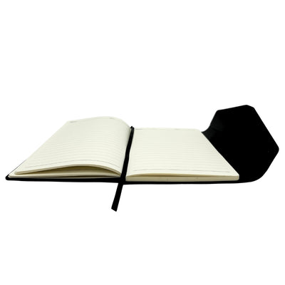 Elegante premium cadeauset met personalisatie – leren A5-notitieboek, pen en USB-stick 16GB in zwart-gouden doos