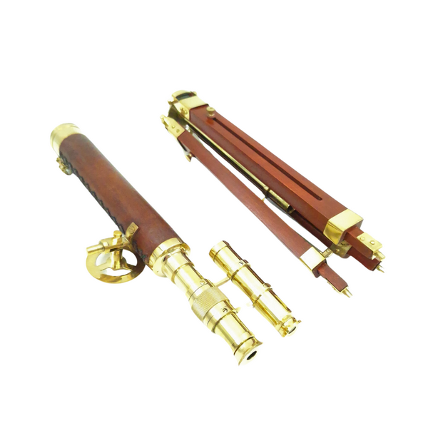 Messing telescoop op driepoot 57 cm met mogelijkheid tot personalisatie met gravure