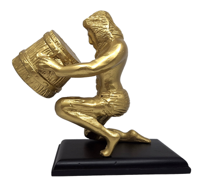 Gouden decoratief beeldje Waterman AQU2 met mogelijkheid tot personalisatie met gravure, ideaal cadeau voor elke gelegenheid, hoogte 18 cm, elegant ontwerp van aluminium