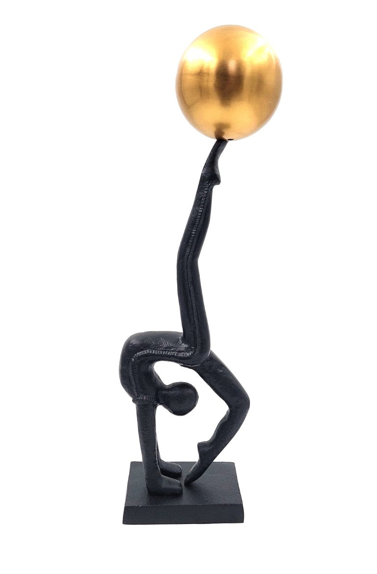 Decoratief beeldje van een yogi in zwart en goud, hoogte 41 cm, mogelijkheid tot personalisatie met gravure, ideaal als cadeau