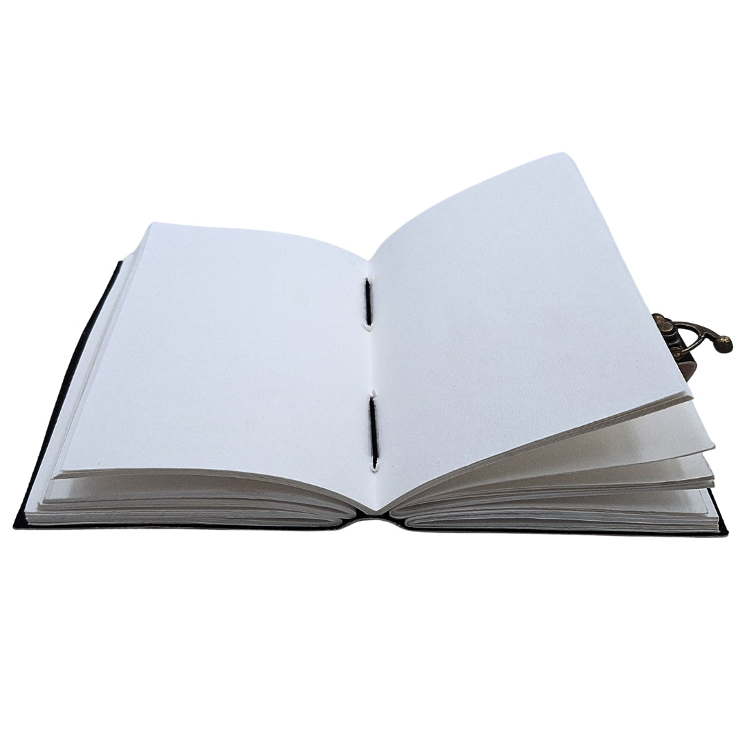 Leren notitieboek Kompasroos Retro zwart goud met gepersonaliseerde gravure