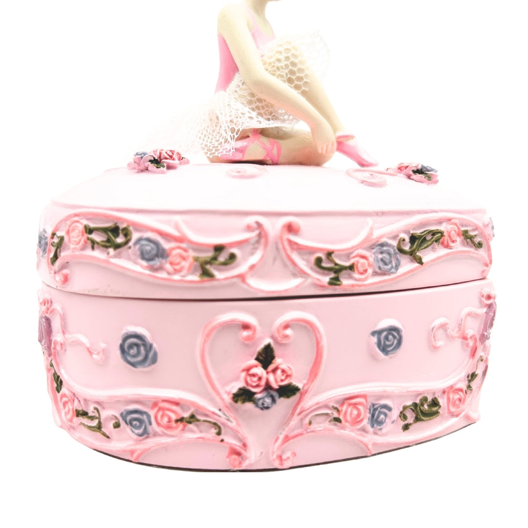 Muziekdoosje ballerina hart Het Zwanenmeer met mogelijkheid tot personalisatie met gravure, roze, 12,5 cm, ideaal cadeau voor verjaardag of jubileum