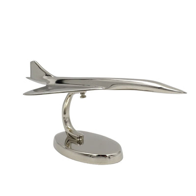 Metalen model van het Concorde-vliegtuig in zilverkleur, personaliseerbaar met gravure