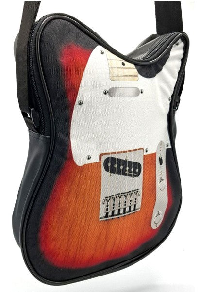 Schoudertas in de vorm van een elektrische gitaar RBG-023 met mogelijkheid tot personalisatie met gravure, waterdicht, ideaal als cadeau voor muziekliefhebbers, PVC 100% en polyester, afmetingen 34 x 23 x 5 cm