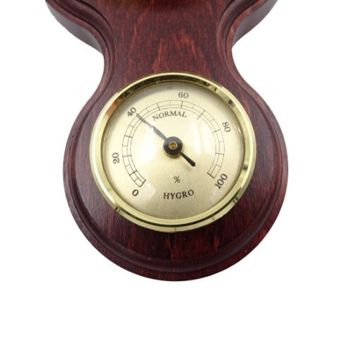 Fischer 6690-22 weerstation met barometer, thermometer en hygrometer in houten mahonie omlijsting