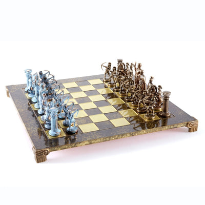 Messing schaakspel Boogschutters 44x44cm met mogelijkheid tot personalisatie met gravure - luxe cadeau voor liefhebbers van mythologie en strategie, hoogwaardige handgemaakte stukken
