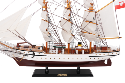 Model van zeilschip Dar Pomorza 80cm, personaliseerbaar met gravure