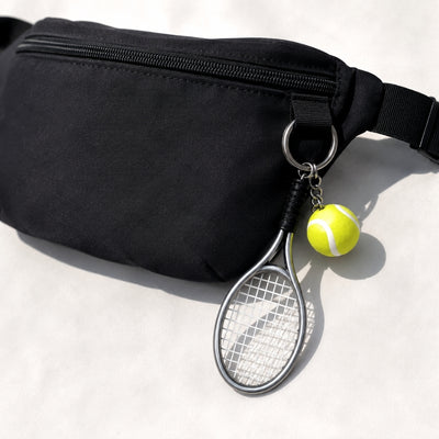Sportieve sleutelhanger tennisracket met mogelijkheid tot graveren
