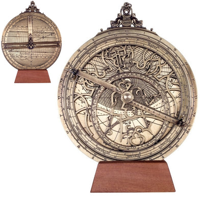 Messing astrolabium Rojas H34 met mogelijkheid tot personalisatie met gravure – diameter 20 cm, elegant cadeau voor elke gelegenheid, handgemaakt navigatie- en astronomisch instrument in renaissancestijl