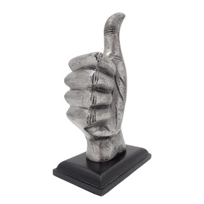 Decoratief beeldje duim „OK” van aluminium 20 cm met mogelijkheid tot personalisatie met gravure