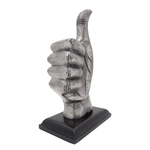 Decoratief beeldje duim „OK” van aluminium 20 cm met mogelijkheid tot personalisatie met gravure