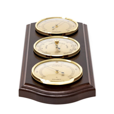 Fischer weerstation - barometer hygrometer thermometer - messing hout - 9176-22