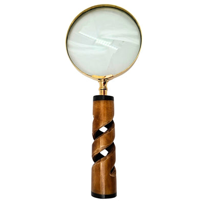 Vergrootglas in messing montuur met hoornen handvat NC2356 - elegant cadeau met mogelijkheid tot personalisatie met gravure, 3,5-voudig vergrootglas, lengte 18,5 cm, diameter 7,5 cm