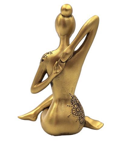 Gouden decoratief beeldje Yoga met mogelijkheid tot personalisatie met gravure