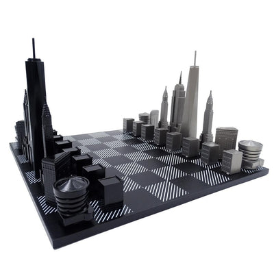 New York Skyline schaakset met gravure van roestvrij staal