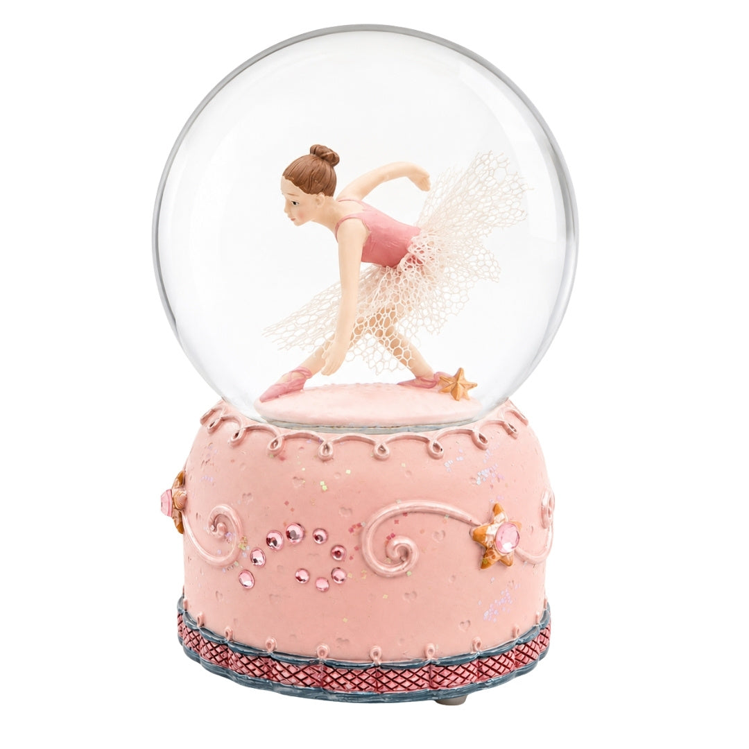 Dansende ballerina in glazen bol 12cm met mogelijkheid tot personalisatie van de gravure - elegante pastelkleurige decoratie als cadeau voor balletliefhebbers, gemaakt van polyresin en glas