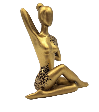 Gouden decoratief beeldje Yoga met mogelijkheid tot personalisatie met gravure