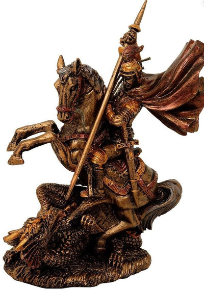 Beeldje Sint-Joris van polyresin, 13 cm, mogelijkheid tot personalisatie met gravure, ideaal cadeau voor diverse gelegenheden