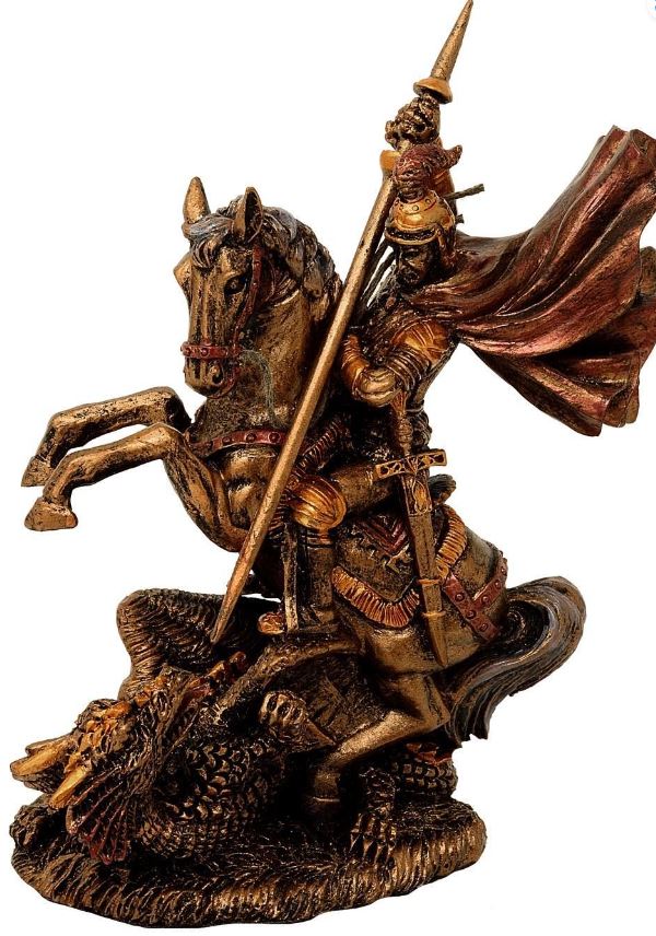 Beeldje Sint-Joris van polyresin, 13 cm, mogelijkheid tot personalisatie met gravure, ideaal cadeau voor diverse gelegenheden