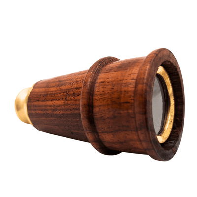 Retro messing-houten telescoop HT021 met graveermogelijkheid – elegante decoratie als cadeau in vintage, maritieme stijl, lengte 18 cm