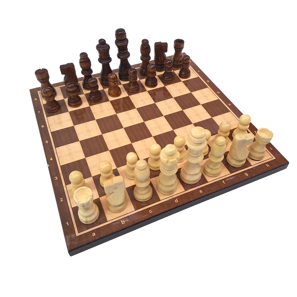 Klassiek houten schaakspel 27 x 27 cm met gepersonaliseerde gravure
