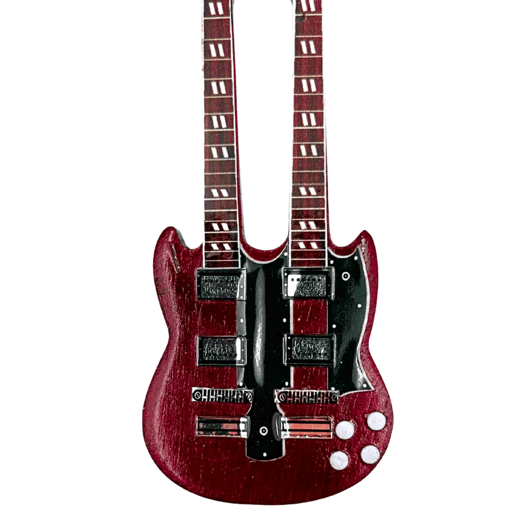 Sleutelhanger Gitaar Led Zeppelin - Jimmy Page - Gepersonaliseerde gravure - Rood mahonie - Ideaal cadeau voor gitarist en rockfan - Afmetingen 6 x 11 x 0,5 cm