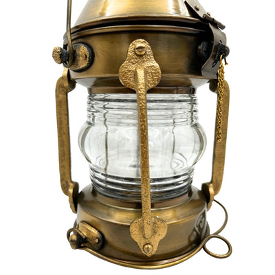 Metalen retro scheepslamp 34cm met mogelijkheid tot personalisatie met gravure in de kleur verouderd messing