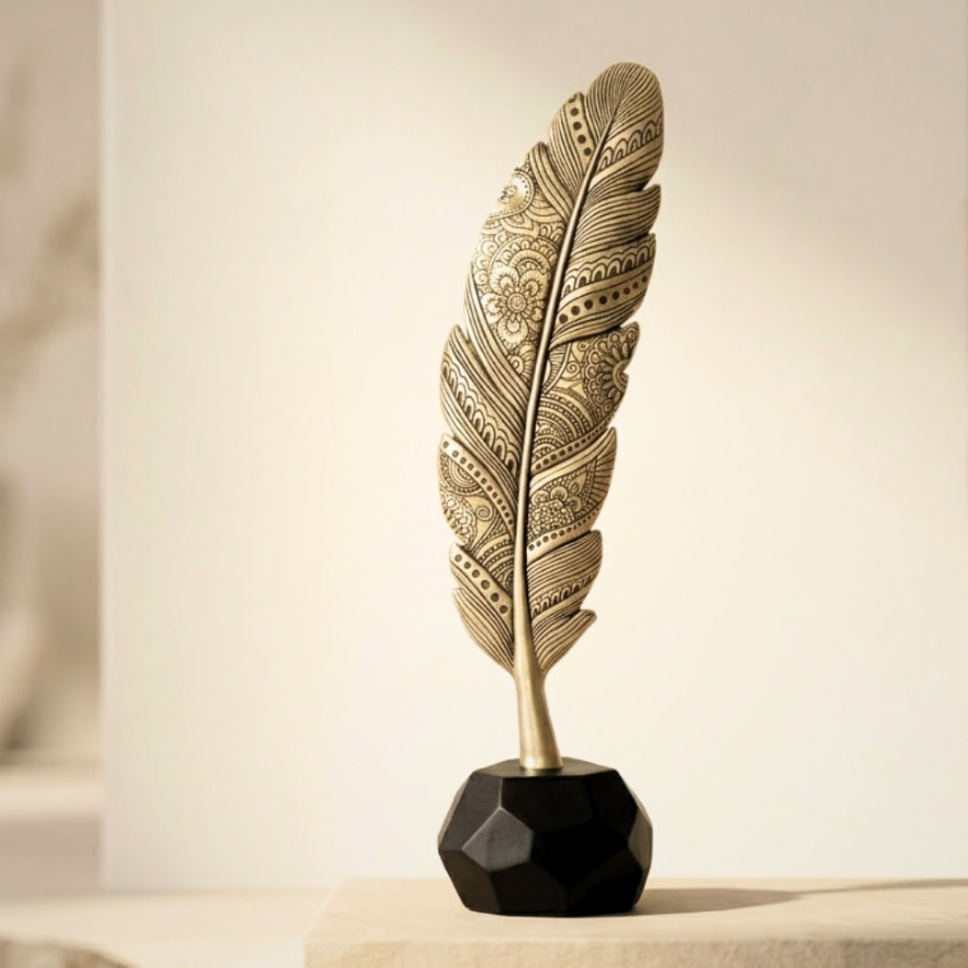 Gouden decoratieve veer 30,7 cm met mogelijkheid tot graveren